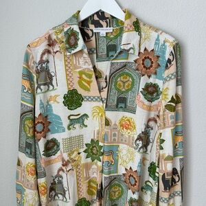 ☀️ JANE + DELANCEY Colorful Decorative Print Popover Shirt